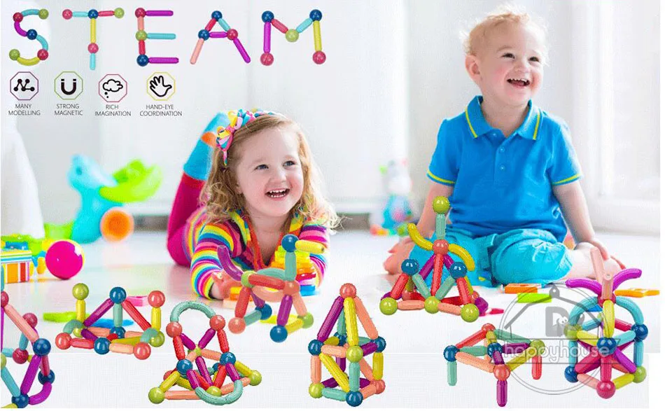 Juego de bloques educativos de construcción magnéticos educativos Montessori para niños y niñas
