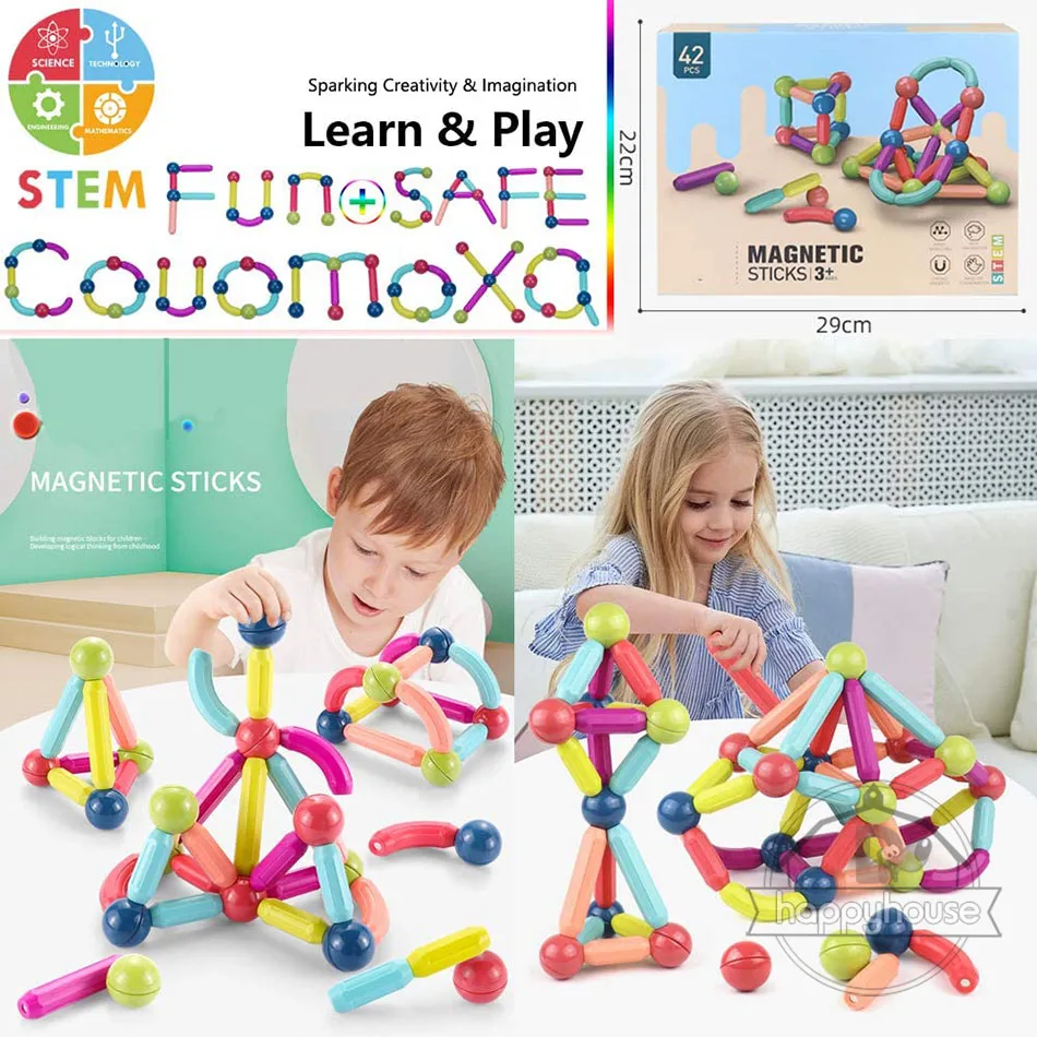 Juego de bloques educativos de construcción magnéticos educativos Montessori para niños y niñas
